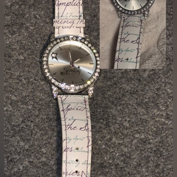 Silver Watch with Scripted Strap - Picture 1 of 1